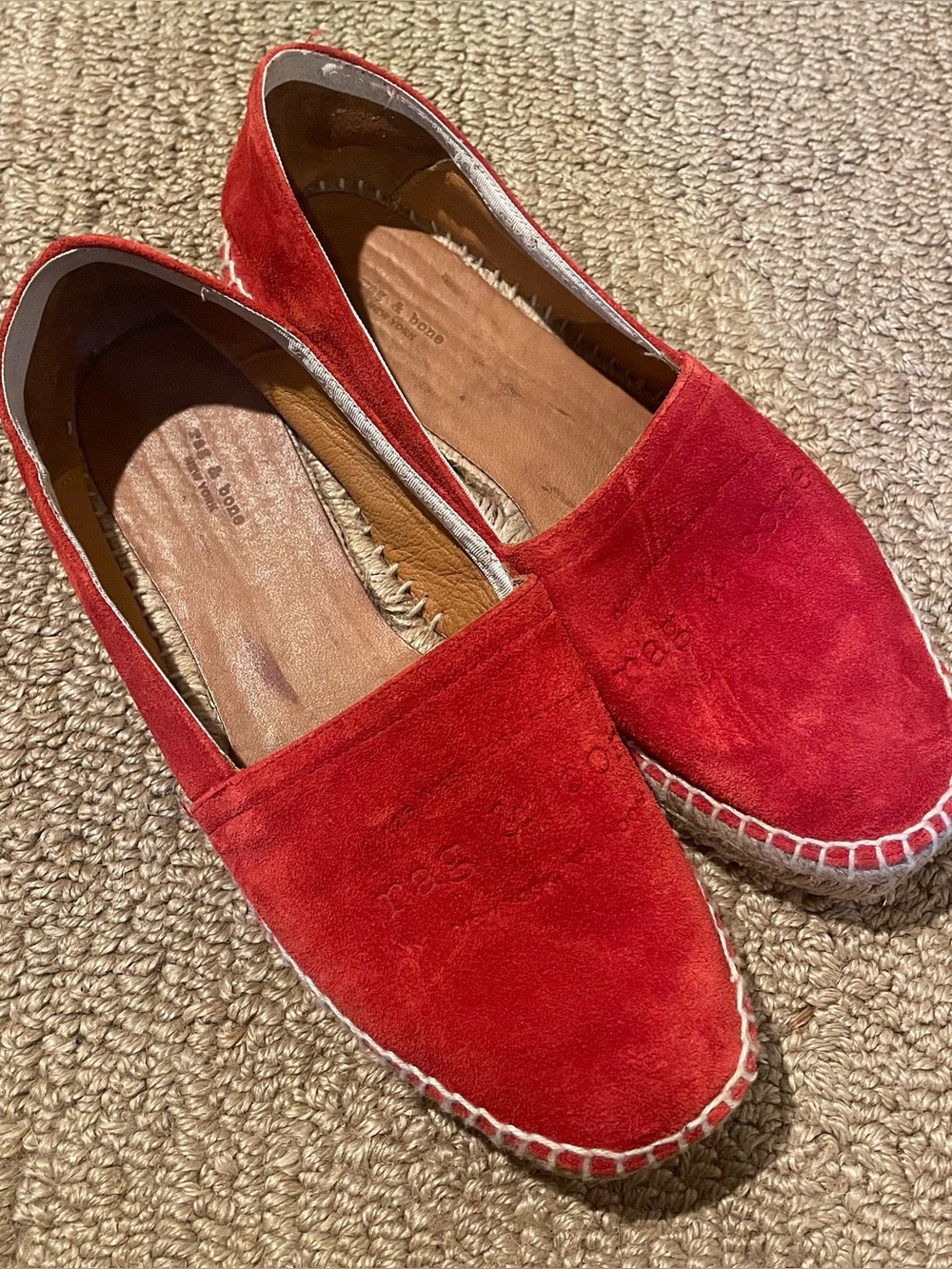 Rag & Bone Red Suede Espadrille Flats